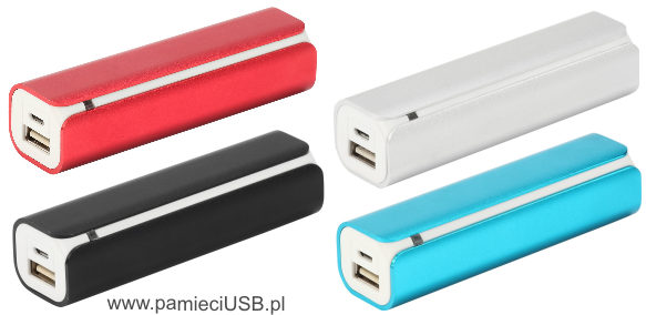 PM-15 Power bank, obudowa aluminiowa kolorowa, środek plastikowy biały