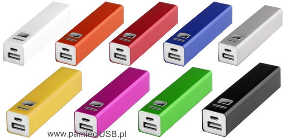 PM-259 Powerbank aluminiowyj, kolory: jasno zielony, zielony, czerwony, srebrny, czarny, niebieski, jasno niebieski 