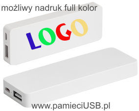 PP-26 Powerbank plastikowa obudowa biała. Możliwy nadruk full kolor 