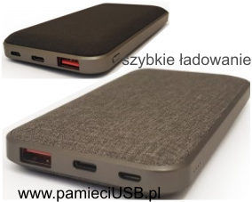 PP-56 Powerbank z funkcją szybkiego ładowania, plastik